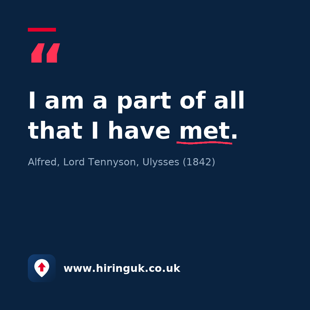 Quote card: I am a part of all that I have met.