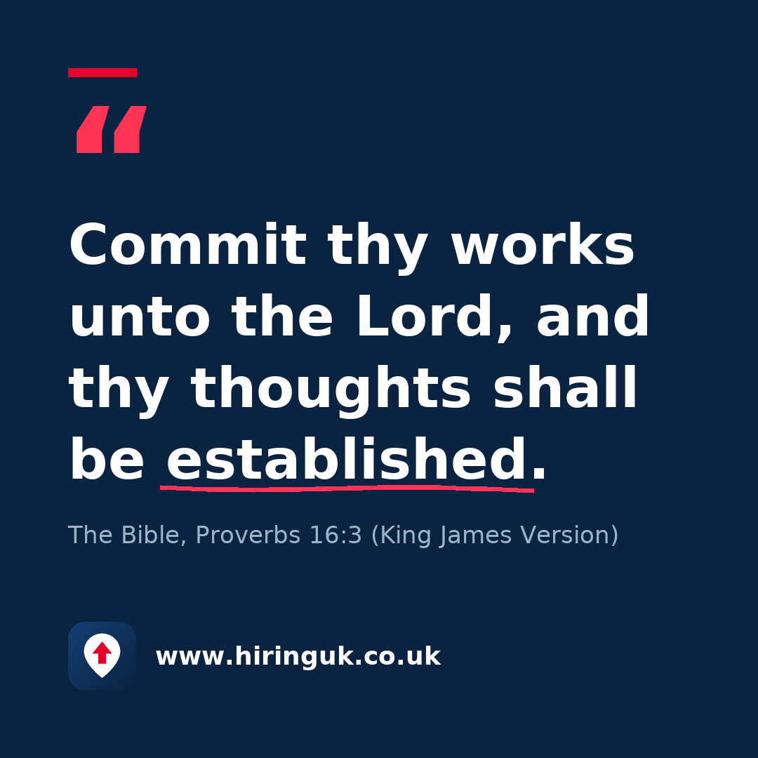 Quote card: Commit thy works unto the Lord, and thy thoughts shall be established.