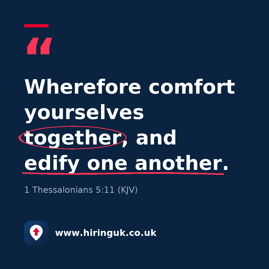 Quote card: Wherefore comfort yourselves together, and edify one another.