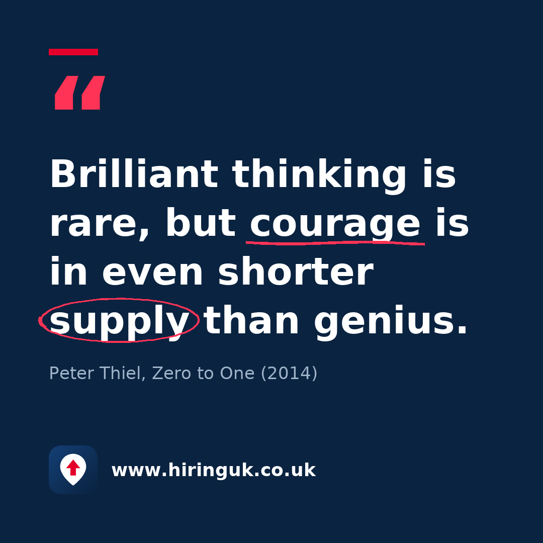 Quote card: Brilliant thinking is rare, but courage is in even shorter supply than genius.