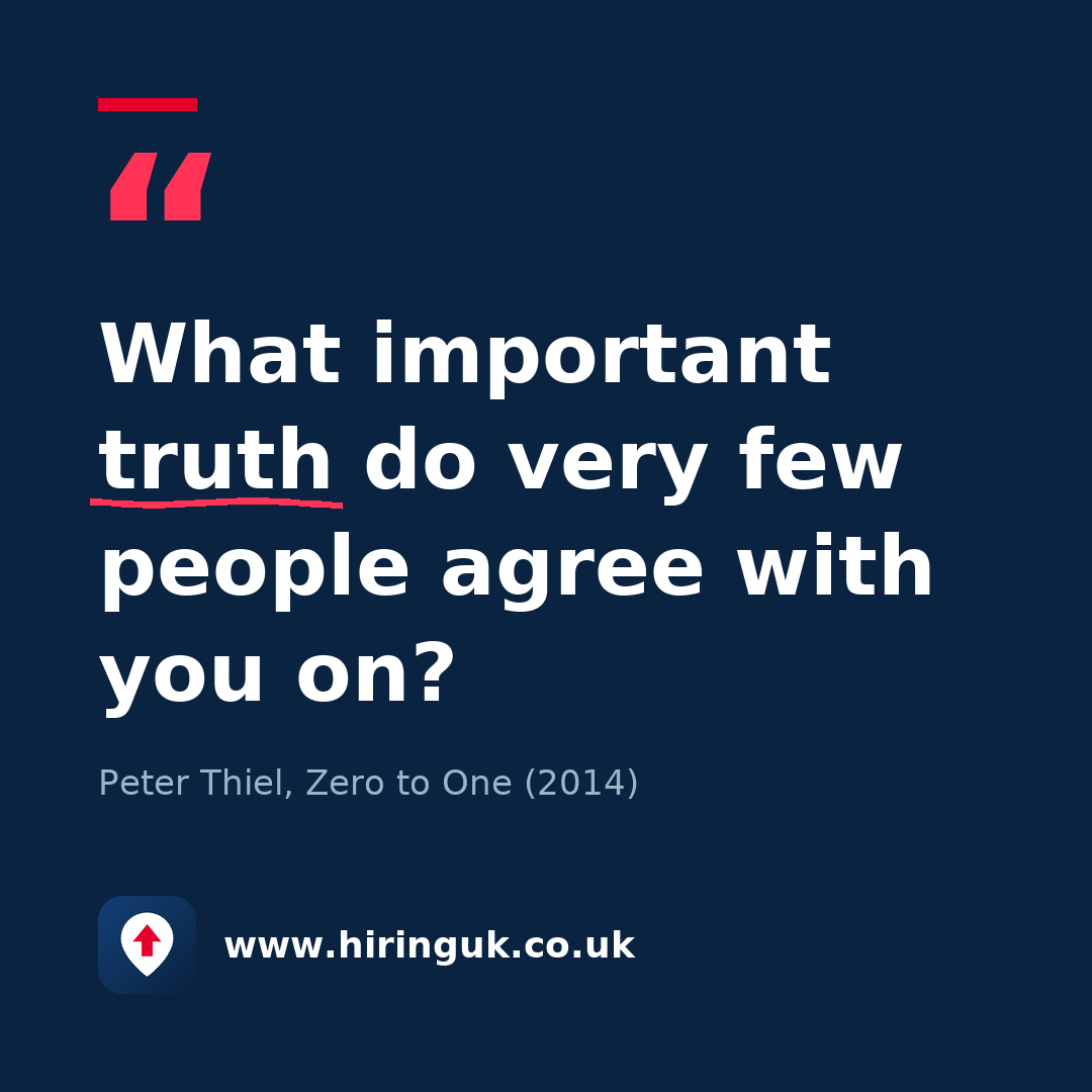 Quote card: What important truth do very few people agree with you on?