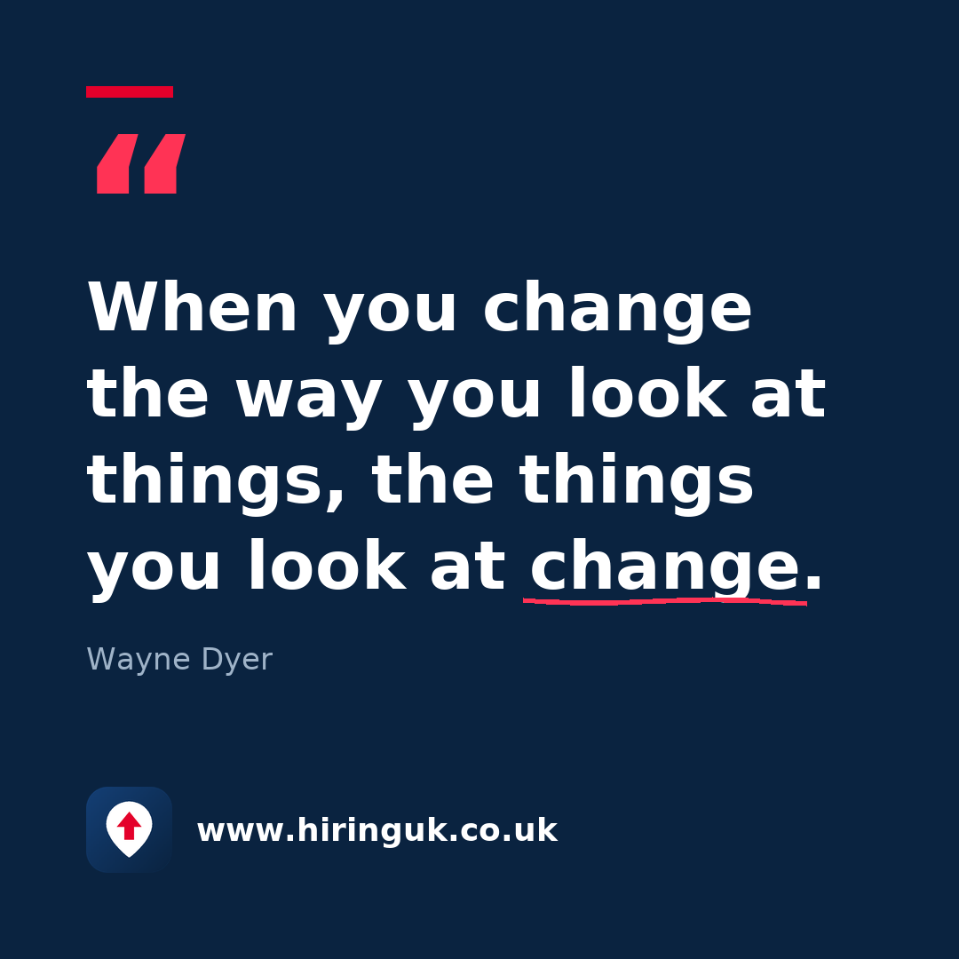 Quote card: When you change the way you look at things, the things you look at change.