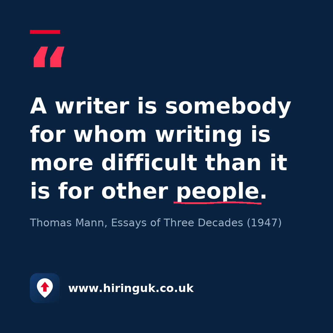 Quote card: A writer is somebody for whom writing is more difficult than it is for other people.