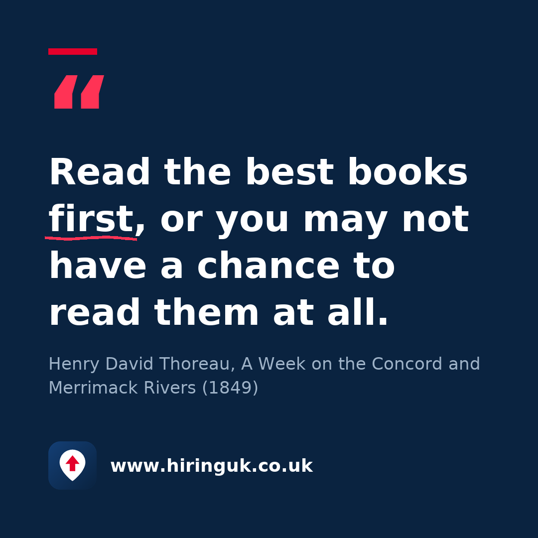 Quote card: Read the best books first, or you may not have a chance to read them at all.