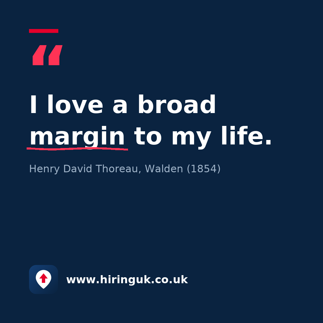 Quote card: I love a broad margin to my life.