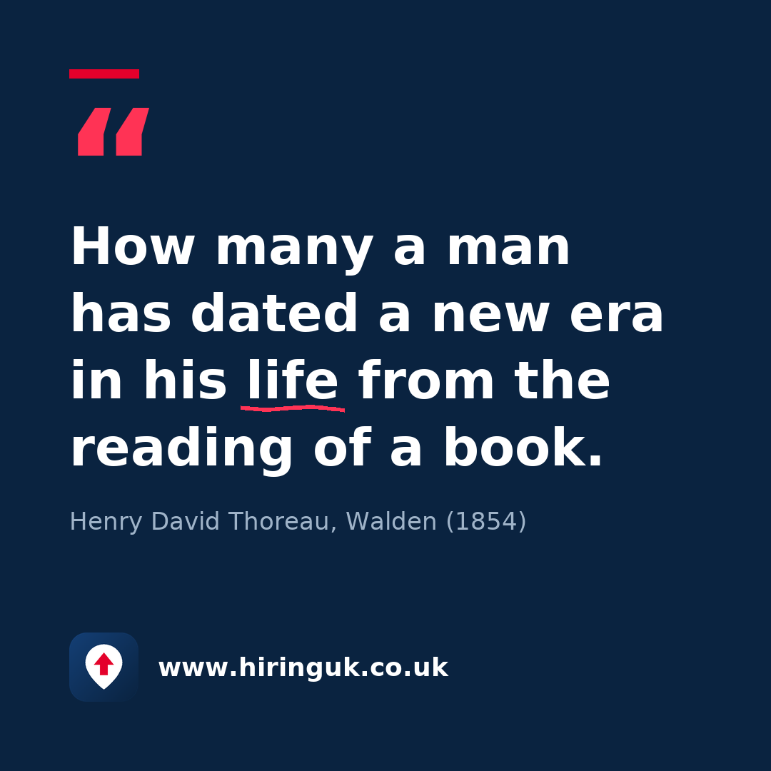 Quote card: How many a man has dated a new era in his life from the reading of a book.