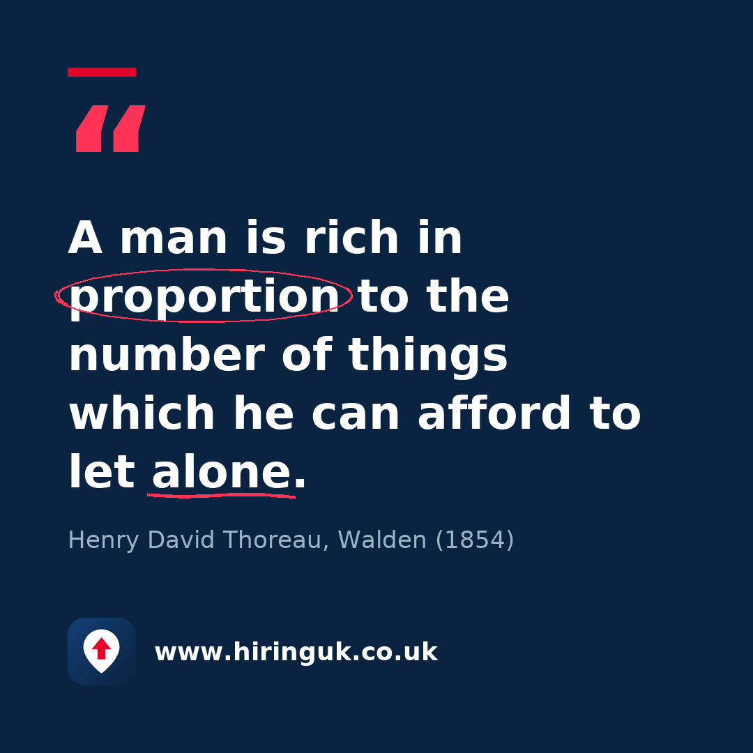 Quote card: A man is rich in proportion to the number of things which he can afford to let alone.