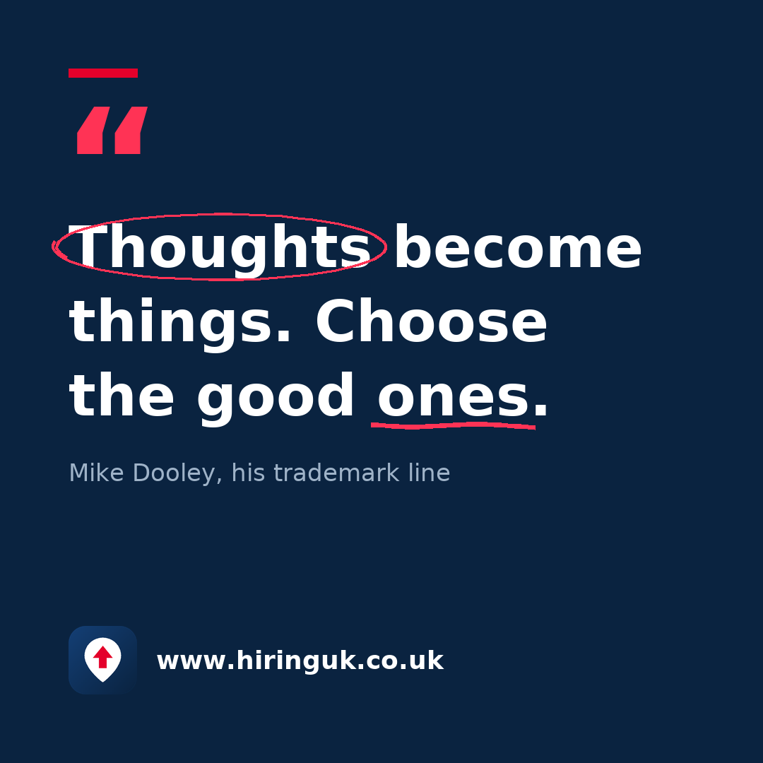 Quote card: Thoughts become things. Choose the good ones.