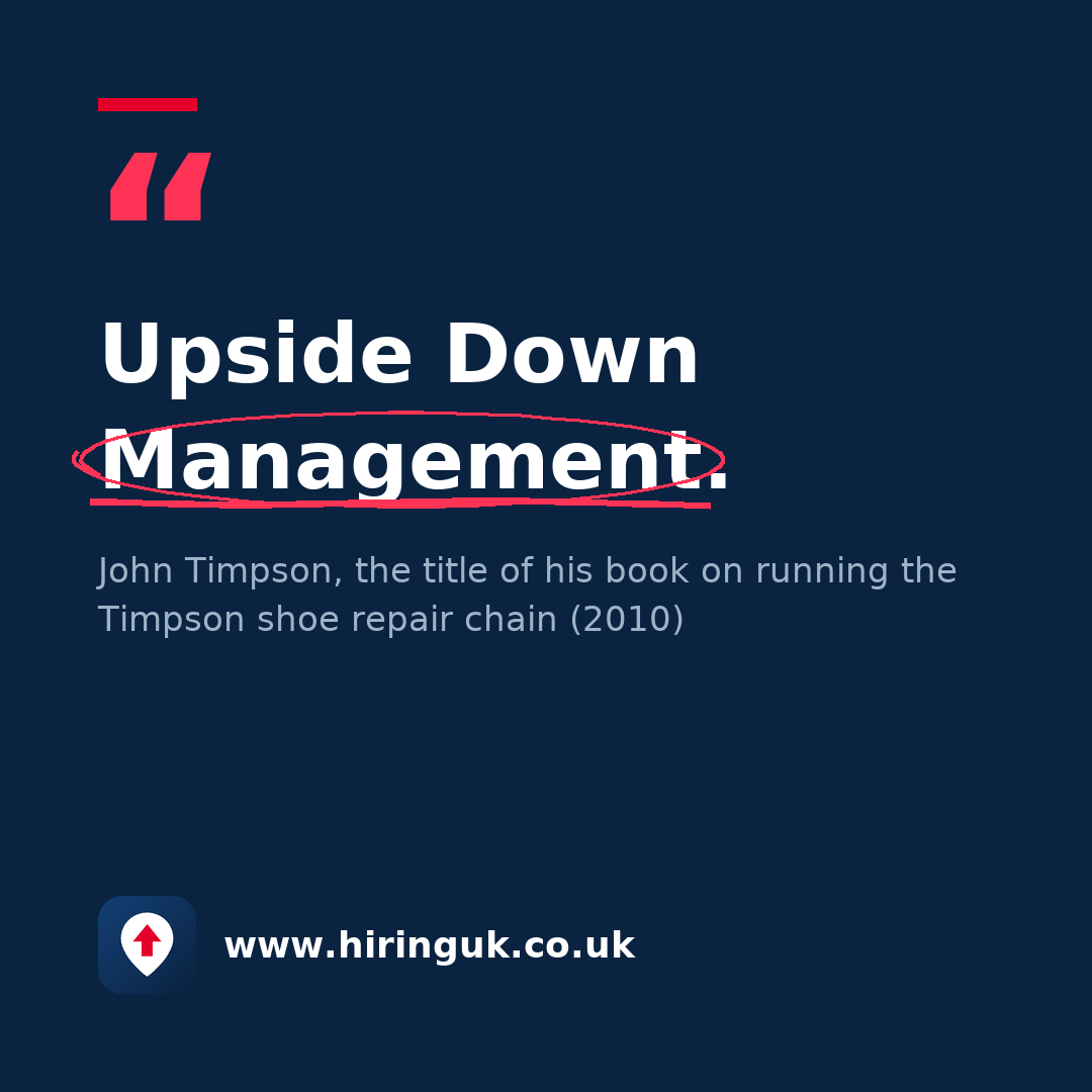 Quote card: Upside Down Management.