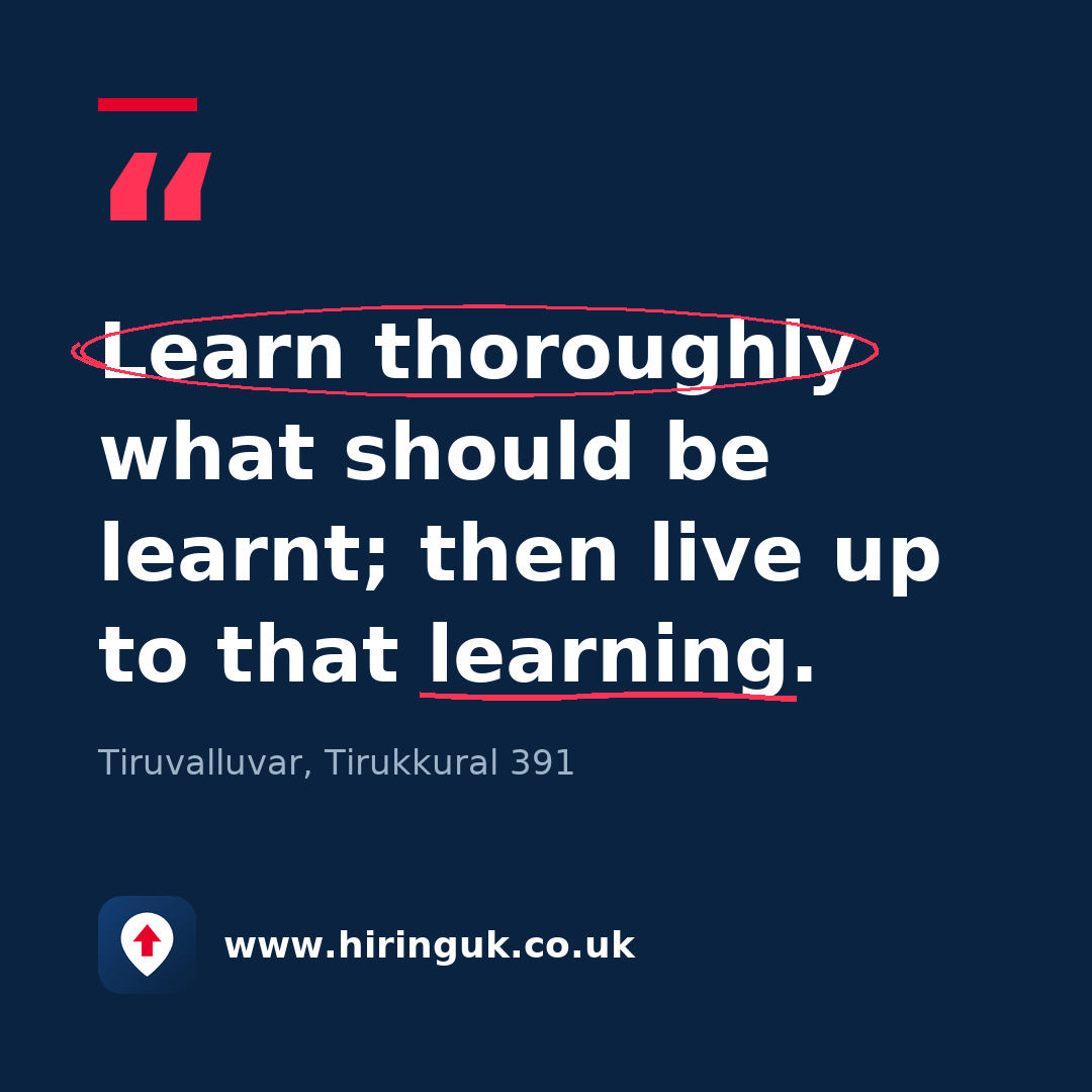 Quote card: Learn thoroughly what should be learnt; then live up to that learning.