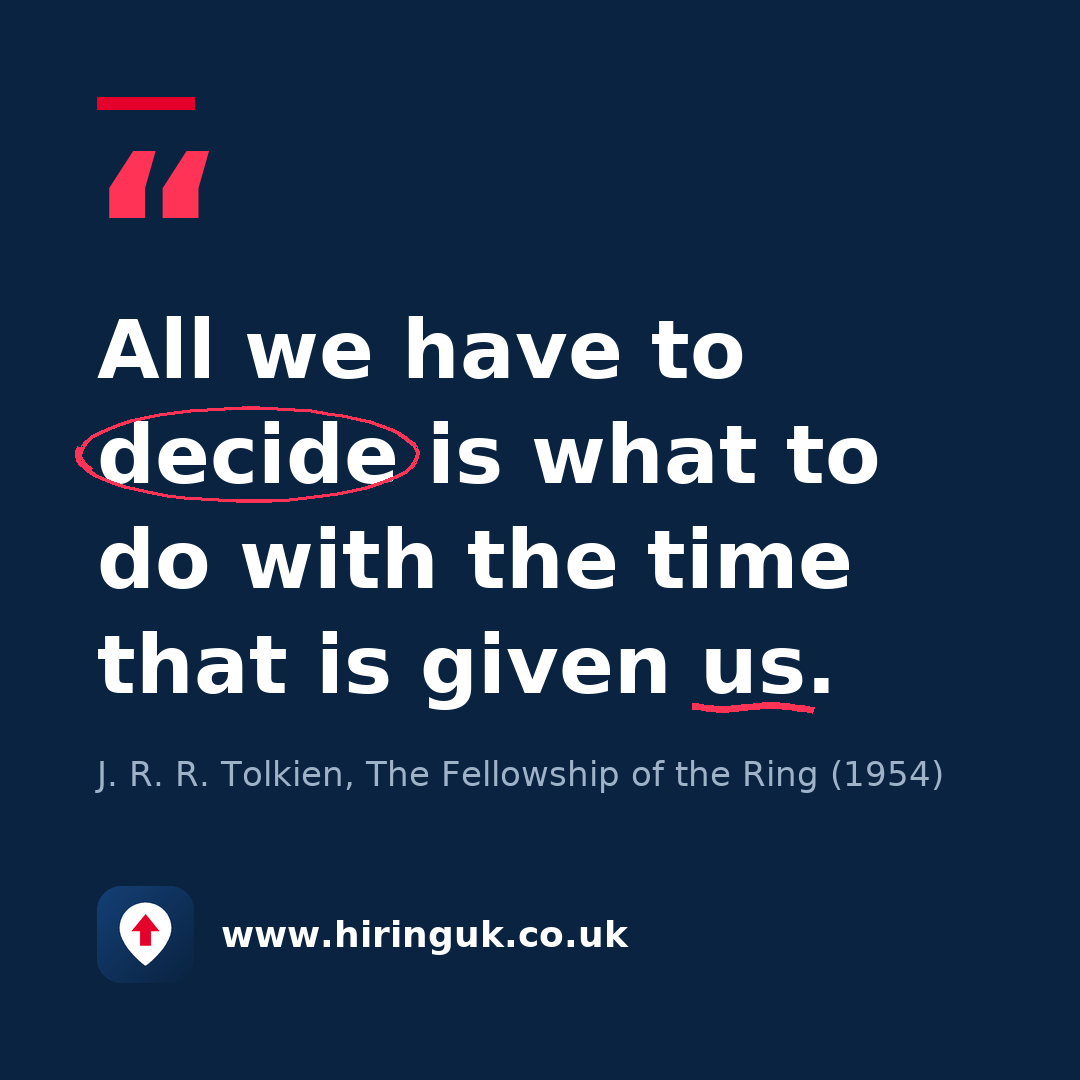 Quote card: All we have to decide is what to do with the time that is given us.
