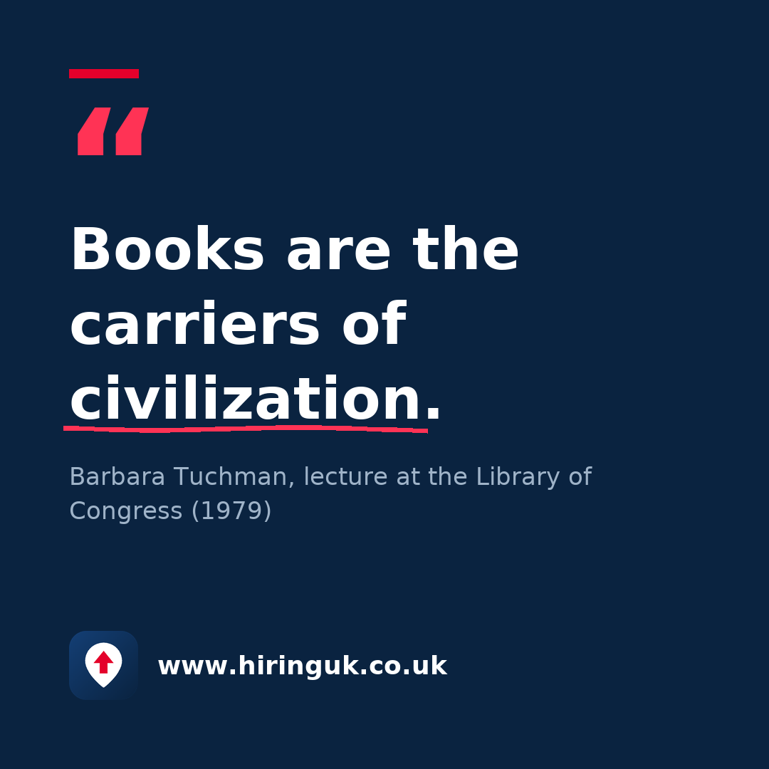Quote card: Books are the carriers of civilization.