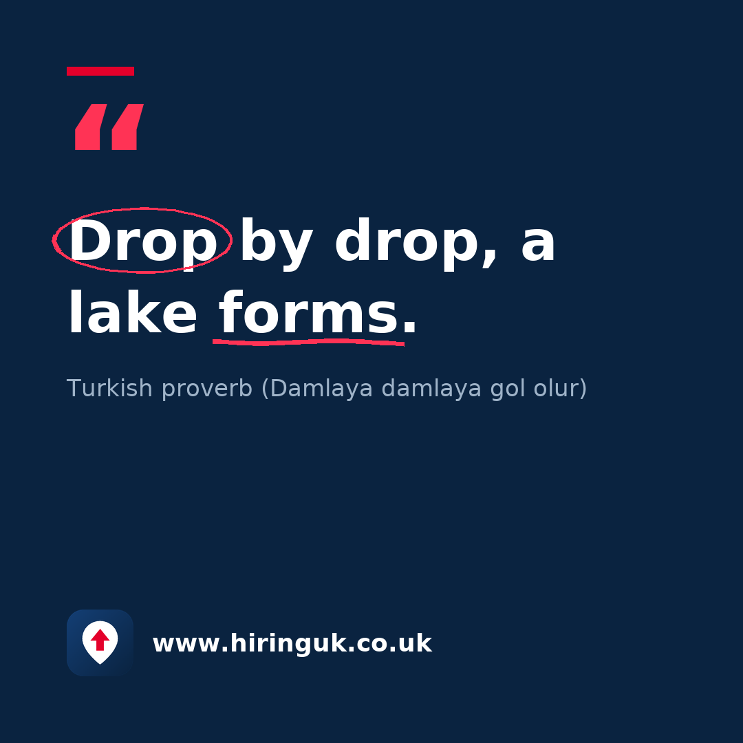 Quote card: Drop by drop, a lake forms.