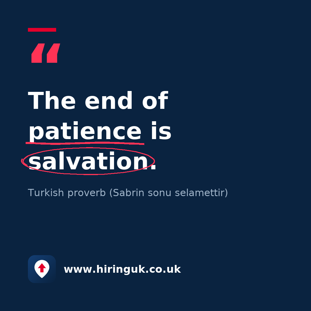 Quote card: The end of patience is salvation.