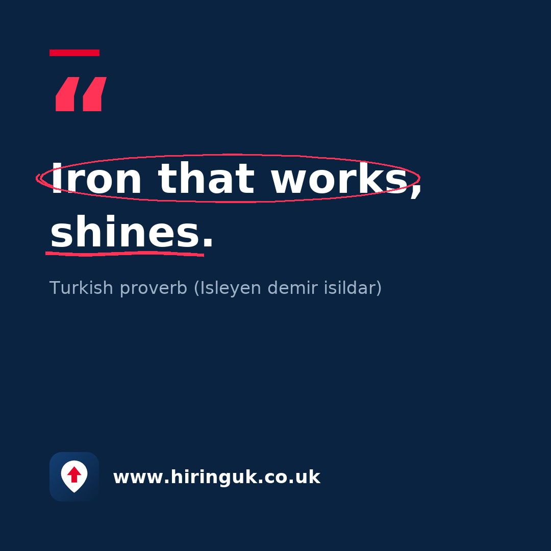 Quote card: Iron that works, shines.
