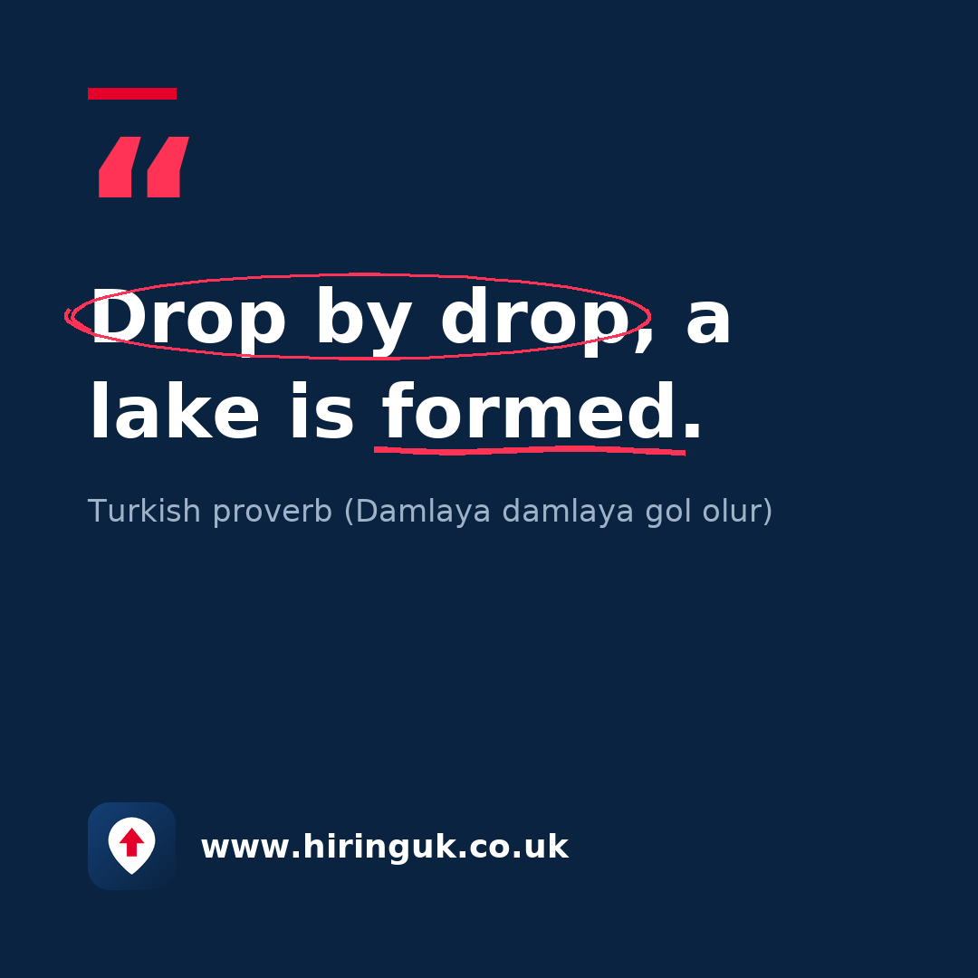 Quote card: Drop by drop, a lake is formed.