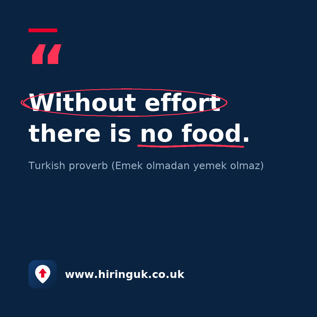 Quote card: Without effort there is no food.