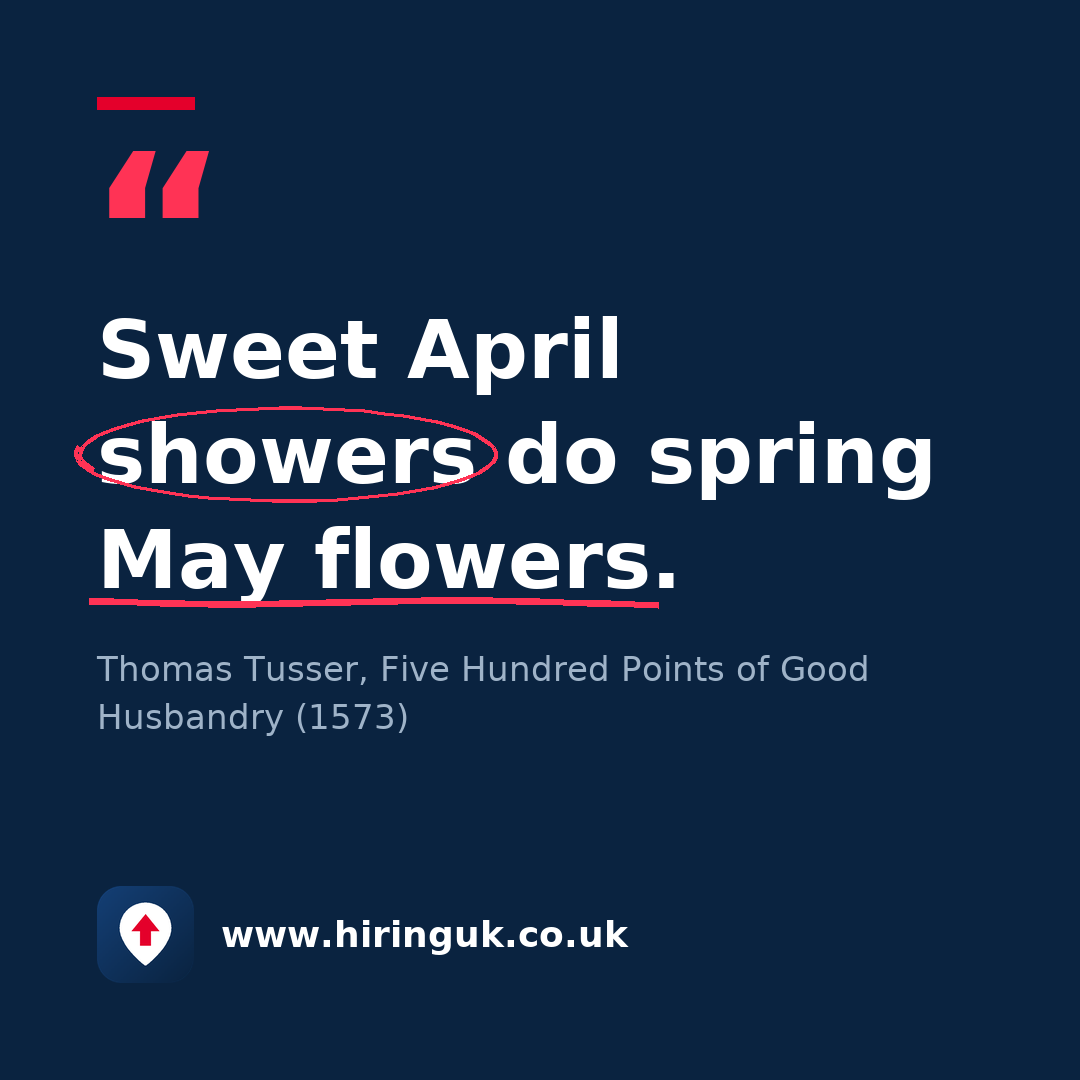 Quote card: Sweet April showers do spring May flowers.