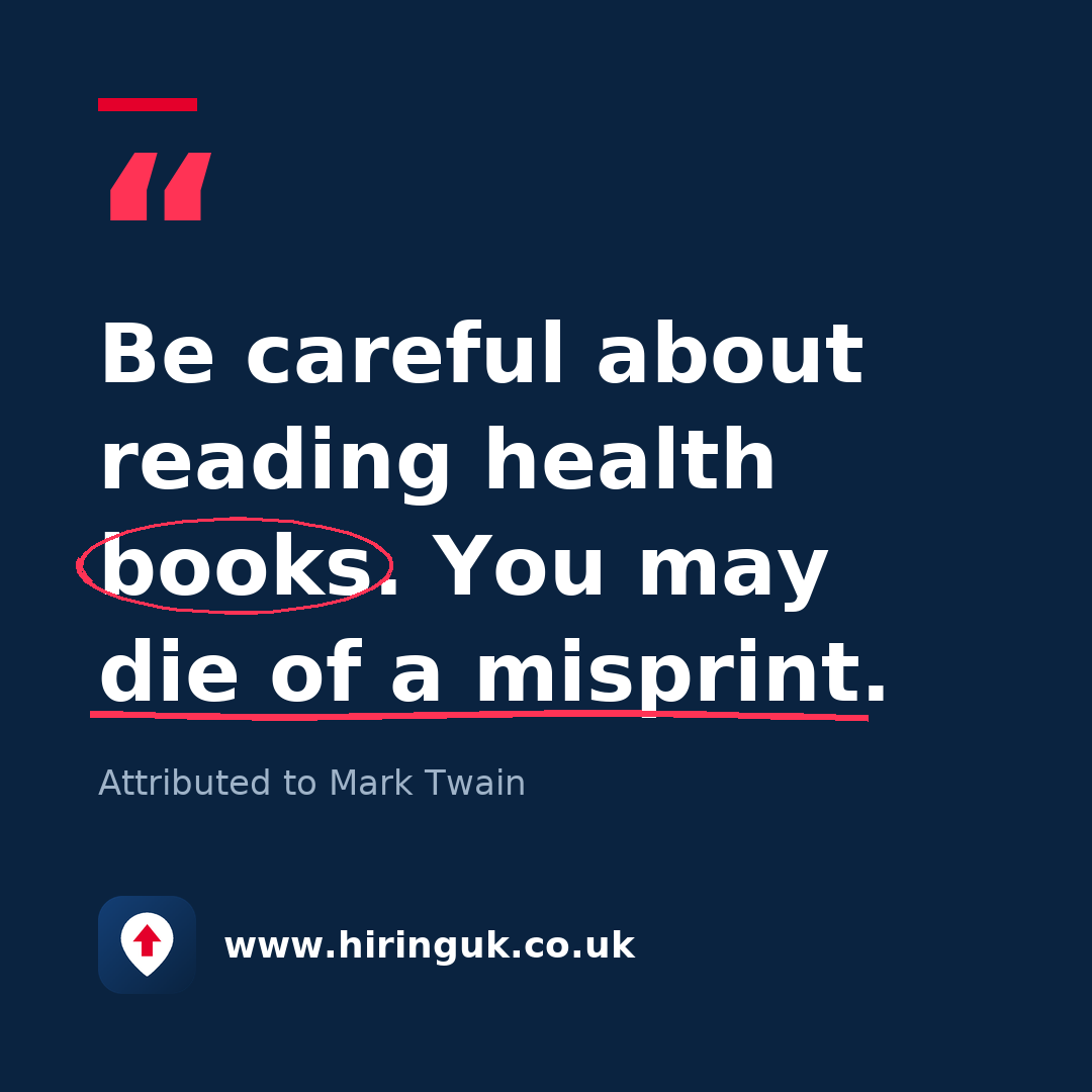 Quote card: Be careful about reading health books. You may die of a misprint.