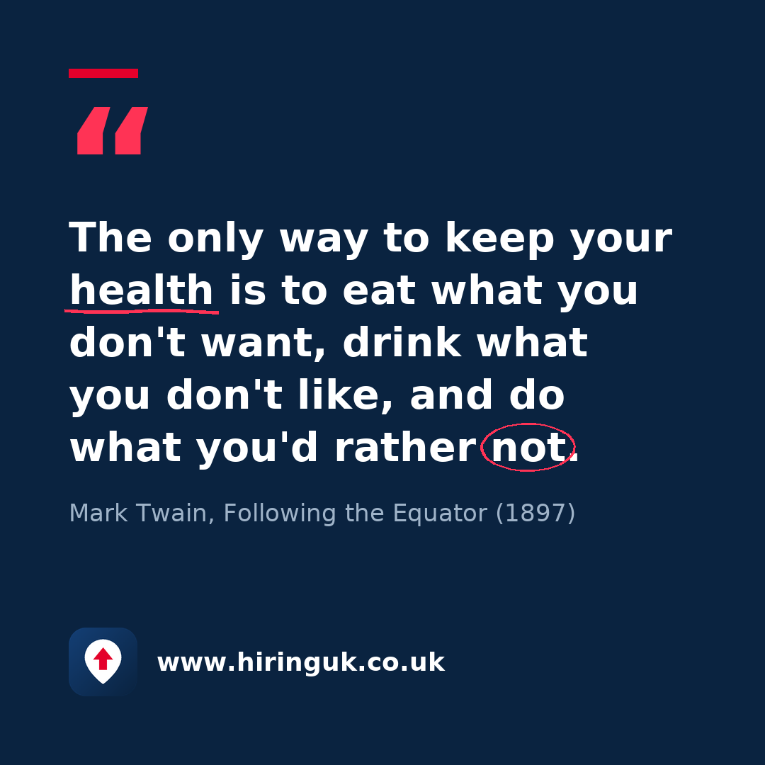 Quote card: The only way to keep your health is to eat what you don't want, drink what you don't like, and do what you'd rather not.