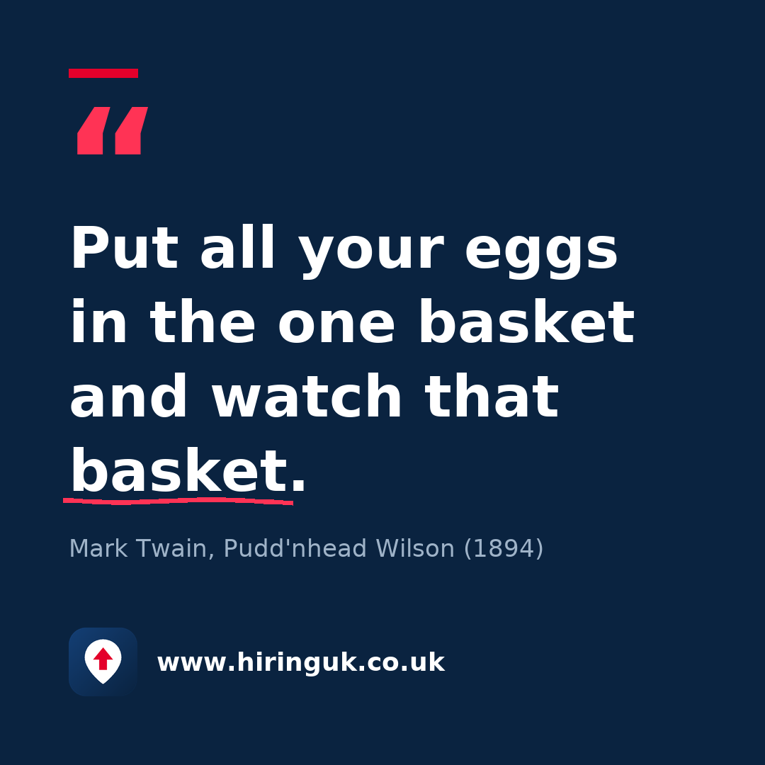 Quote card: Put all your eggs in the one basket and watch that basket.