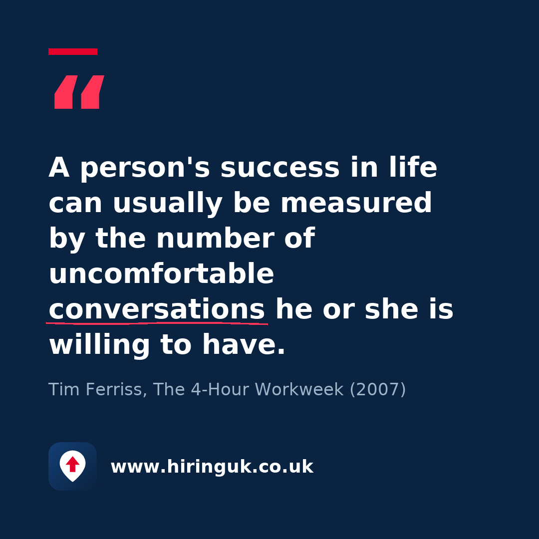 Quote card: A person's success in life can usually be measured by the number of uncomfortable conversations he or she is willing to have.