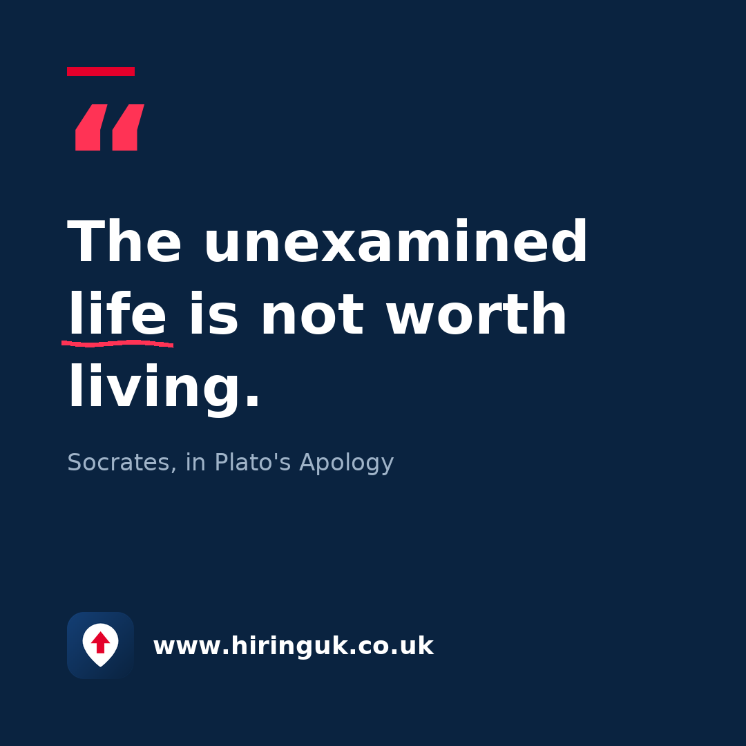 Quote card: The unexamined life is not worth living.