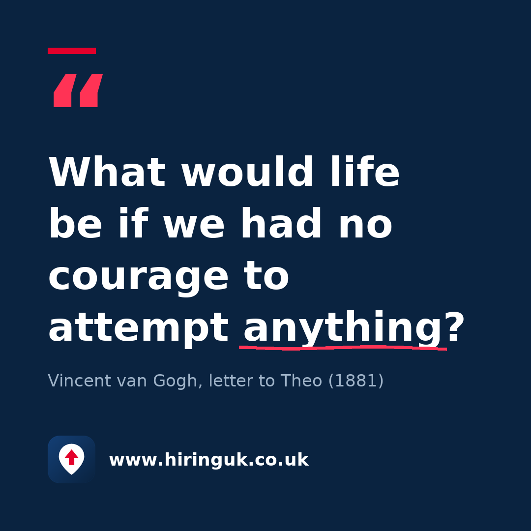 Quote card: What would life be if we had no courage to attempt anything?