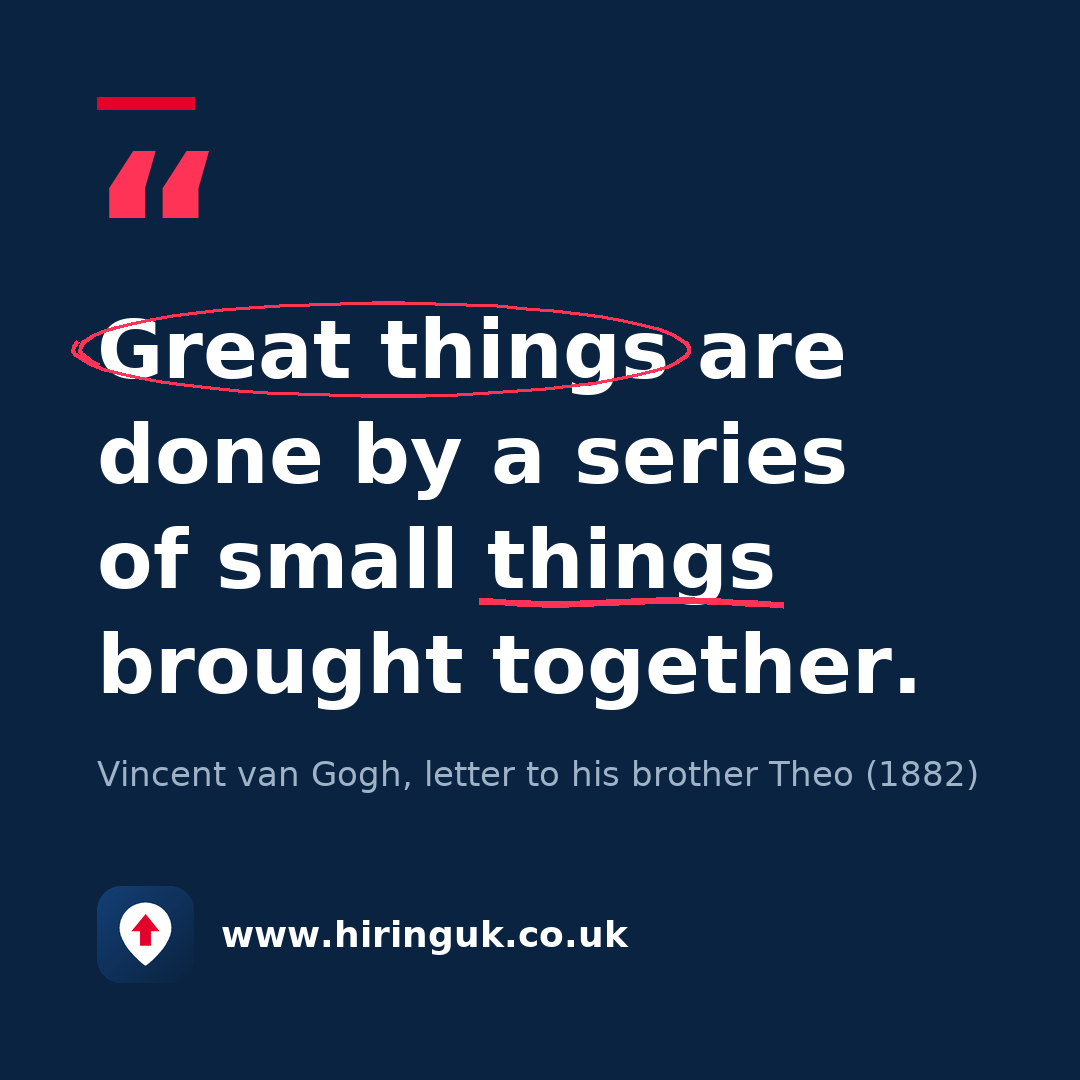 Quote card: Great things are done by a series of small things brought together.