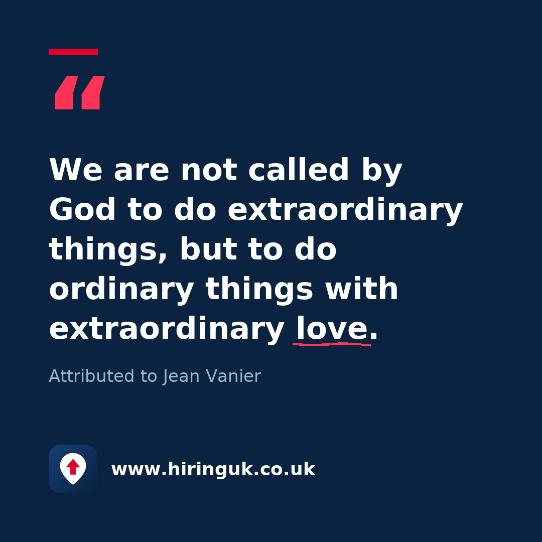 Quote card: We are not called by God to do extraordinary things, but to do ordinary things with extraordinary love.