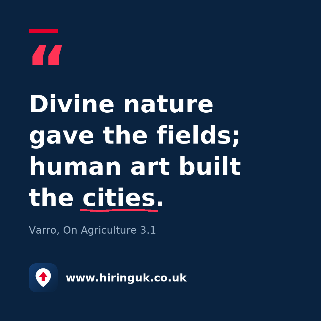 Quote card: Divine nature gave the fields; human art built the cities.