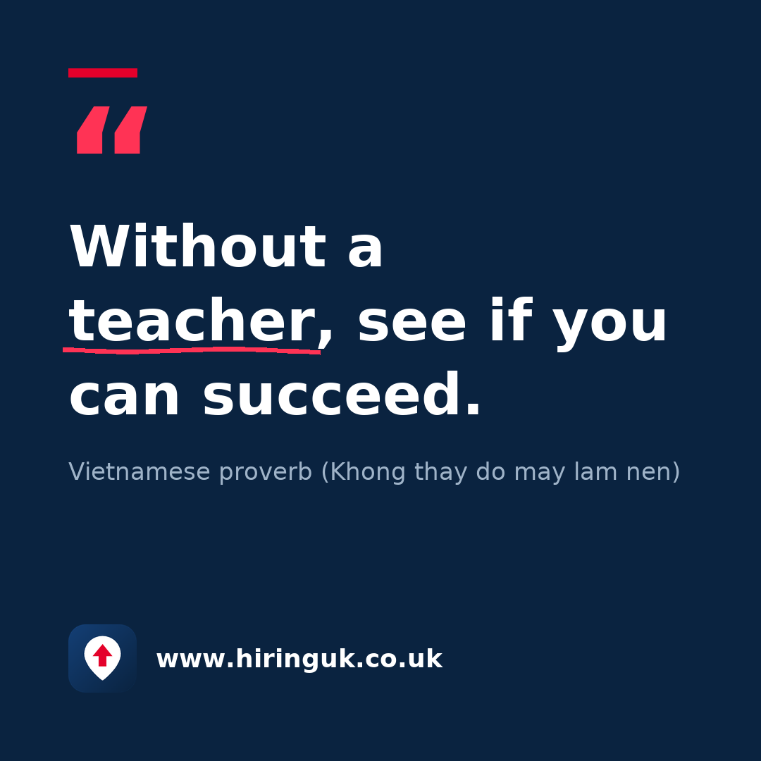 Quote card: Without a teacher, see if you can succeed.