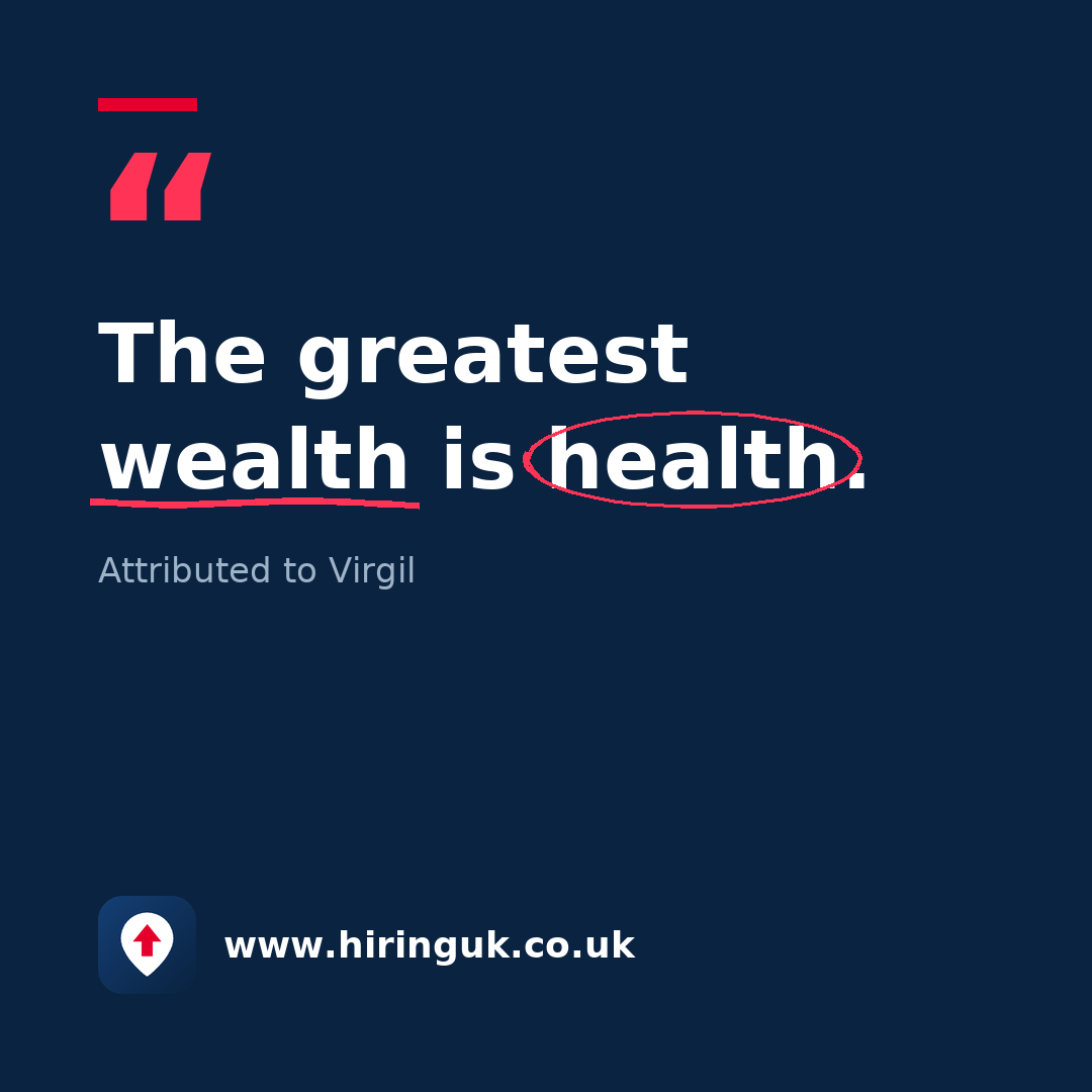 Quote card: The greatest wealth is health.