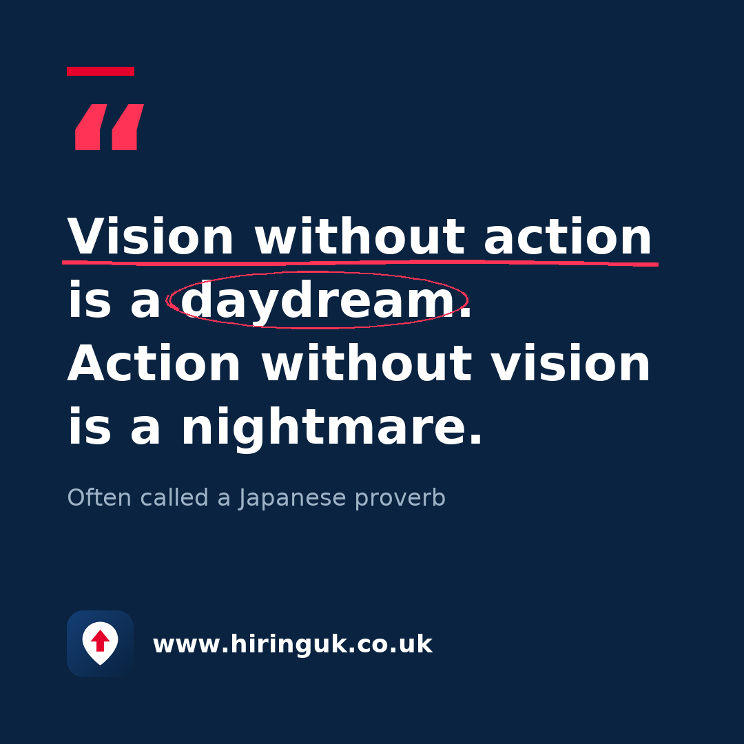 Quote card: Vision without action is a daydream. Action without vision is a nightmare.
