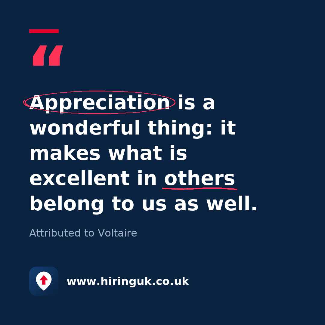 Quote card: Appreciation is a wonderful thing: it makes what is excellent in others belong to us as well.