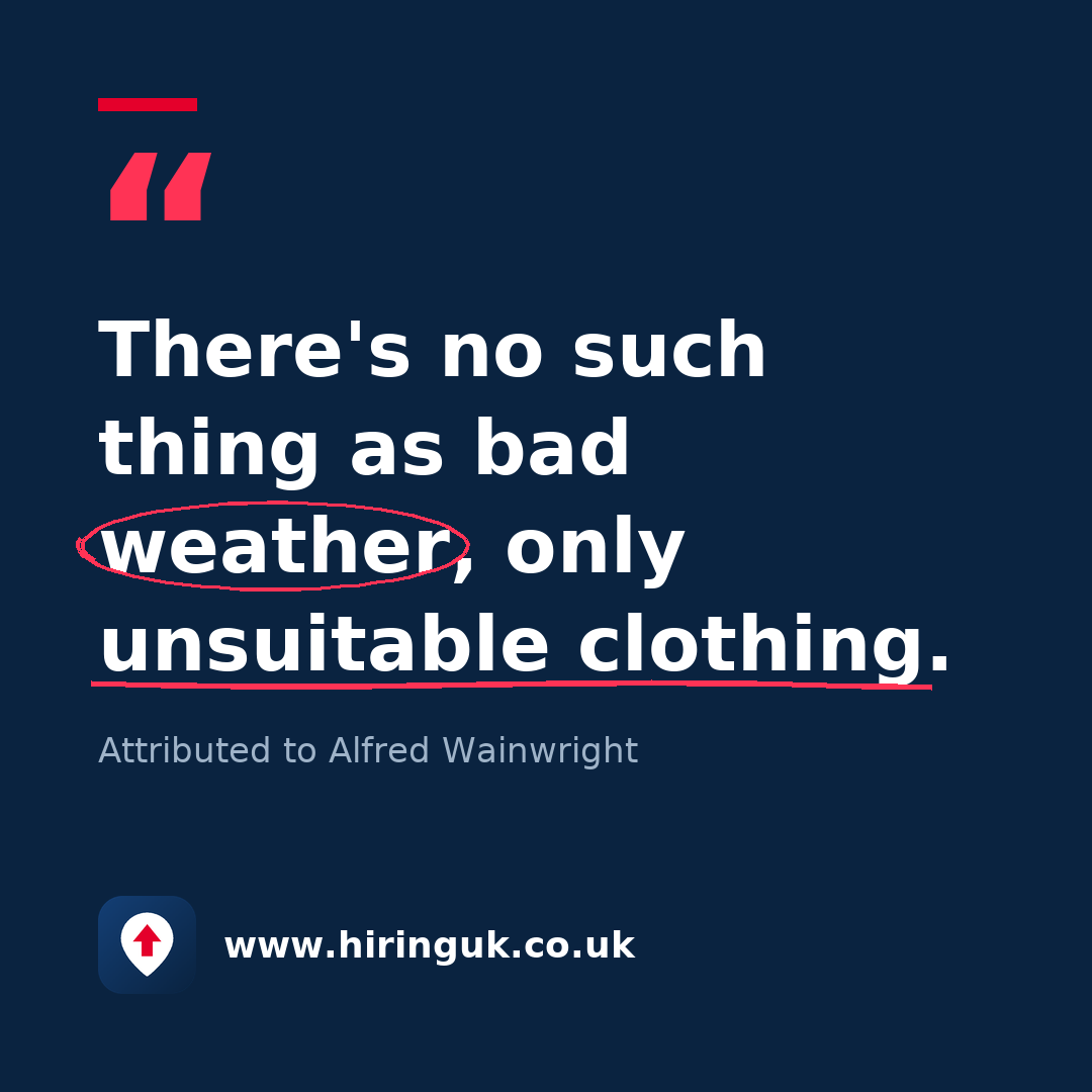 Quote card: There's no such thing as bad weather, only unsuitable clothing.