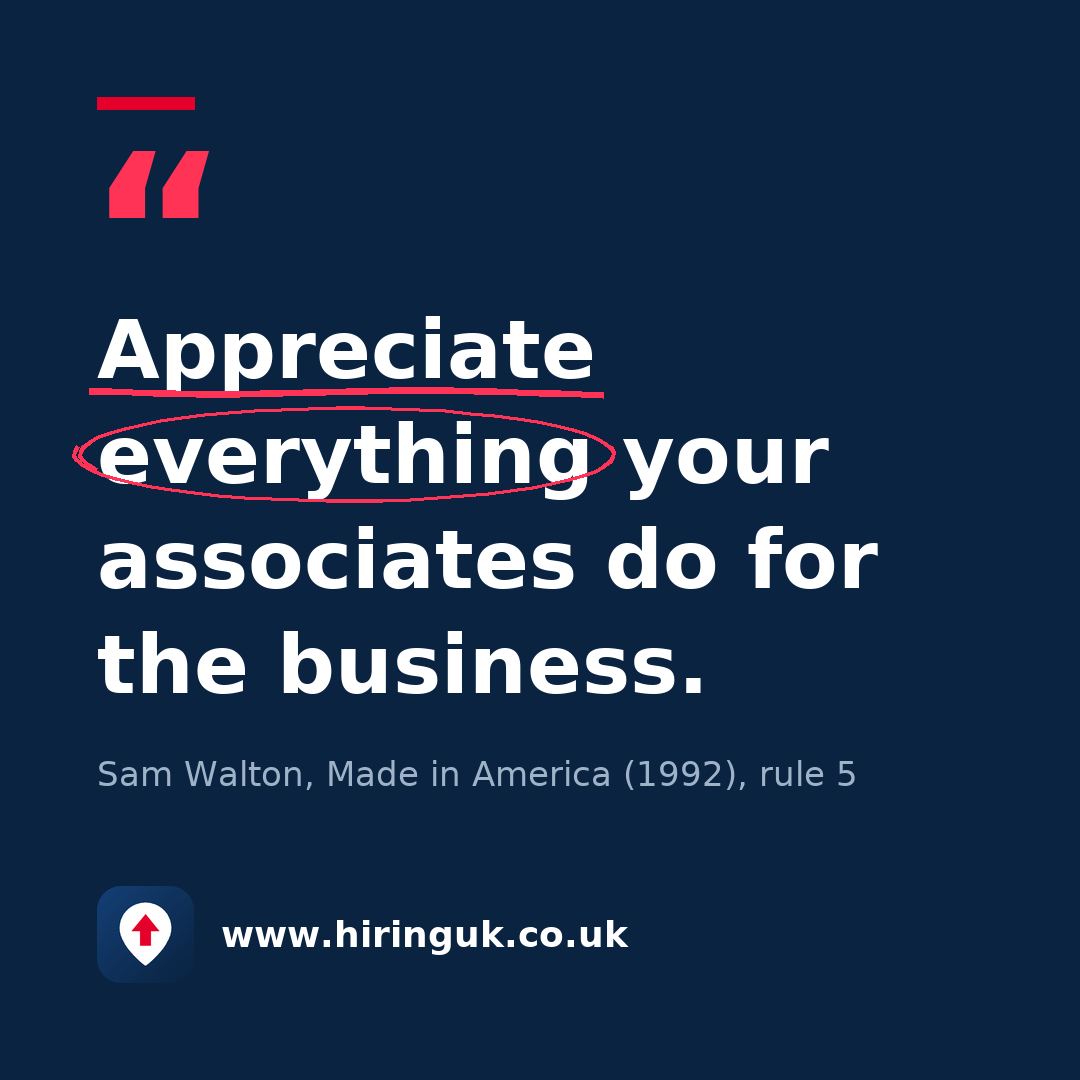 Quote card: Appreciate everything your associates do for the business.