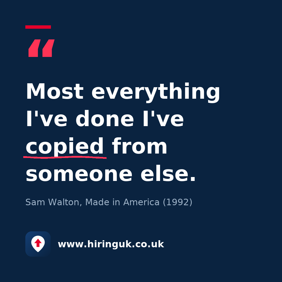 Quote card: Most everything I've done I've copied from someone else.