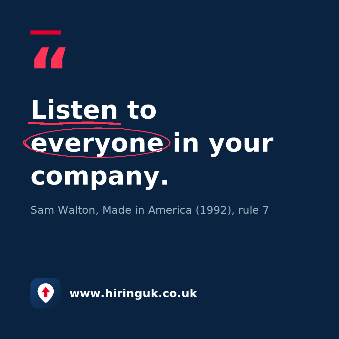 Quote card: Listen to everyone in your company.