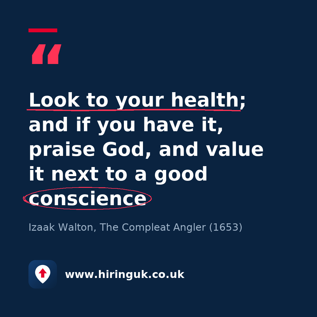 Quote card: Look to your health; and if you have it, praise God, and value it next to a good conscience