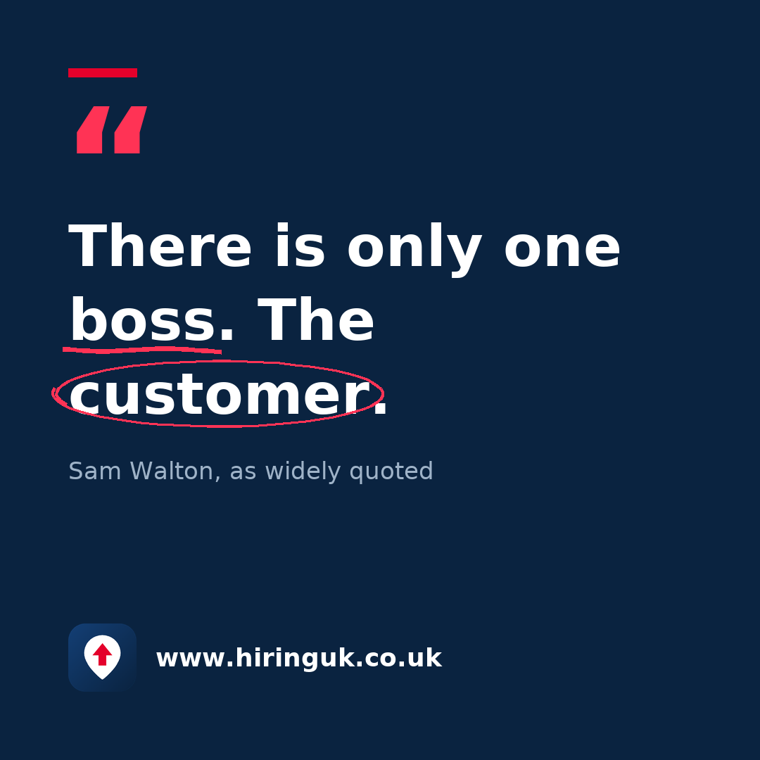Quote card: There is only one boss. The customer.