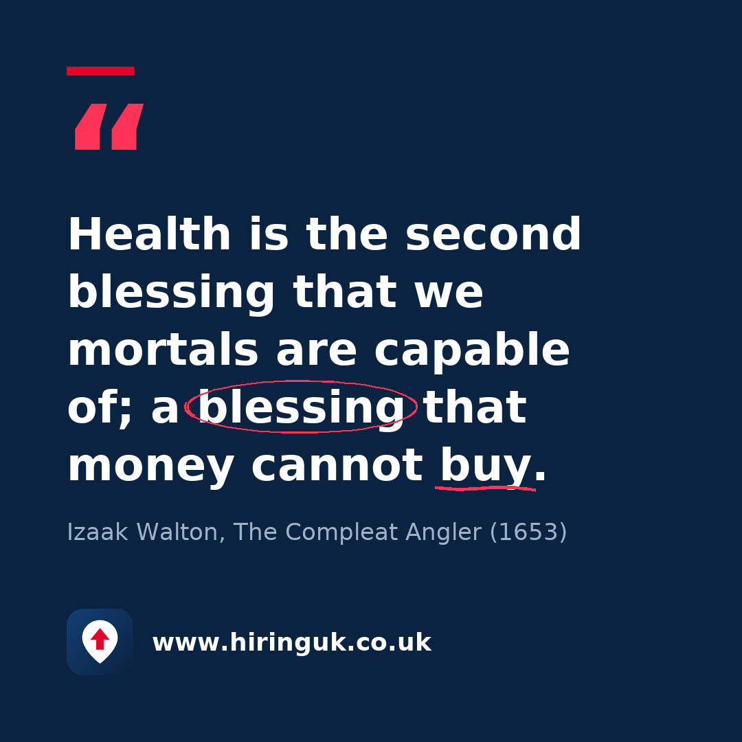 Quote card: Health is the second blessing that we mortals are capable of; a blessing that money cannot buy.