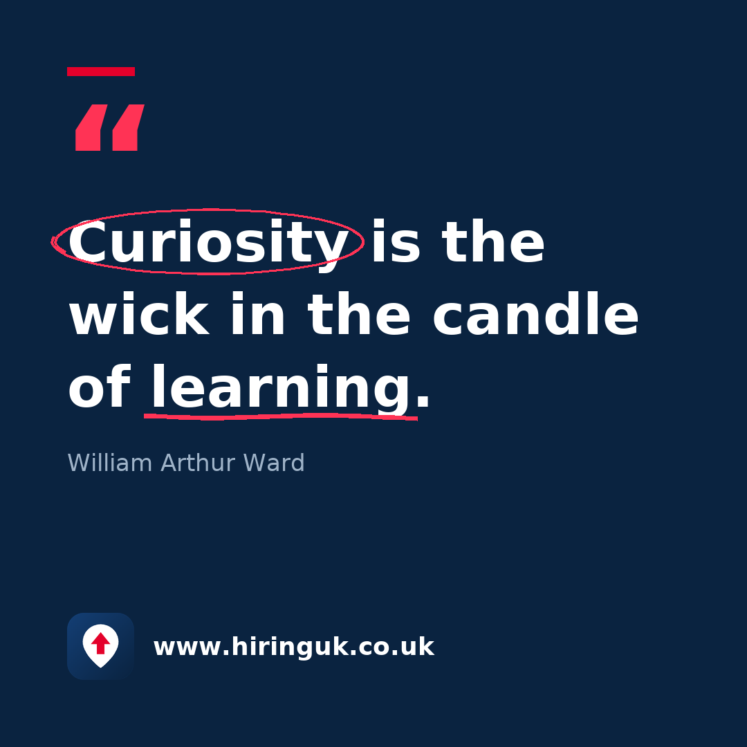 Quote card: Curiosity is the wick in the candle of learning.