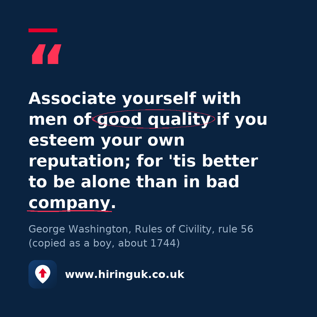 Quote card: Associate yourself with men of good quality if you esteem your own reputation; for 'tis better to be alone than in bad company.