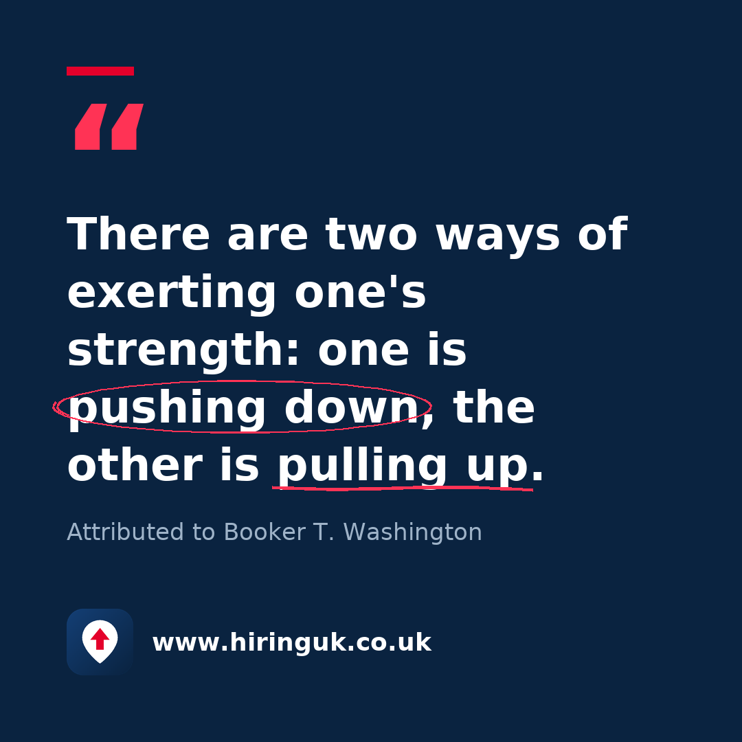 Quote card: There are two ways of exerting one's strength: one is pushing down, the other is pulling up.