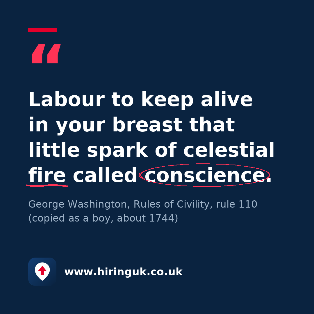 Quote card: Labour to keep alive in your breast that little spark of celestial fire called conscience.