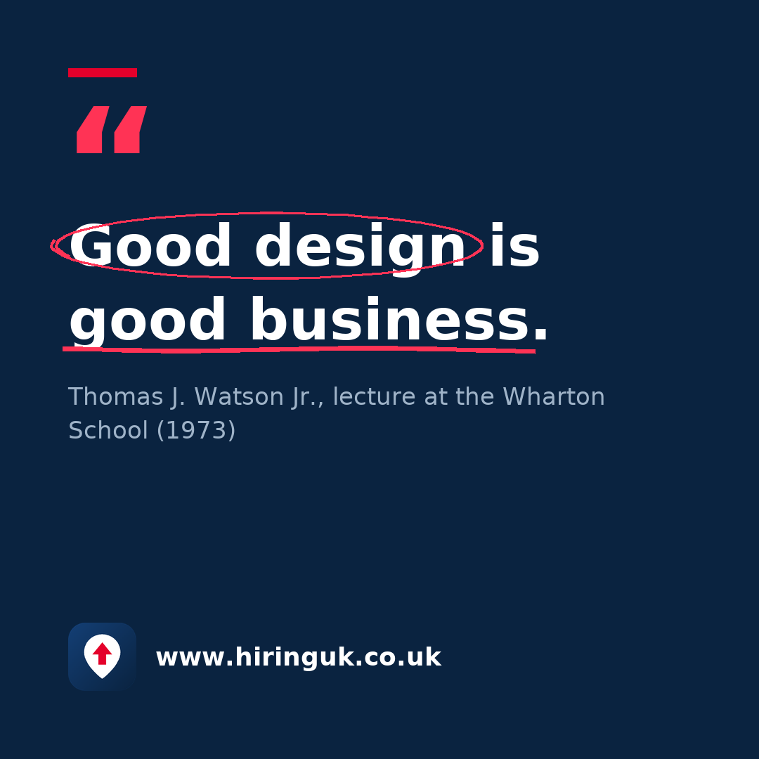 Quote card: Good design is good business.