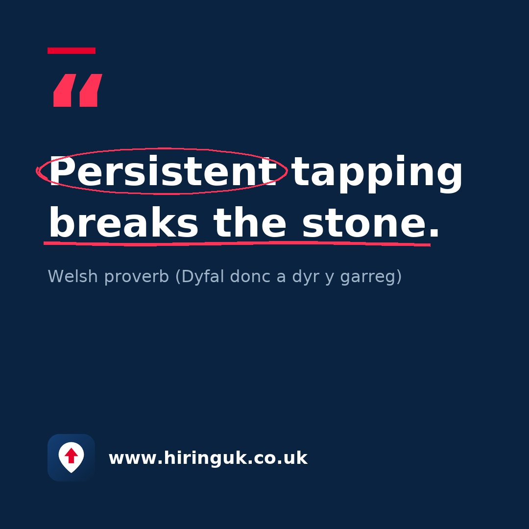 Quote card: Persistent tapping breaks the stone.