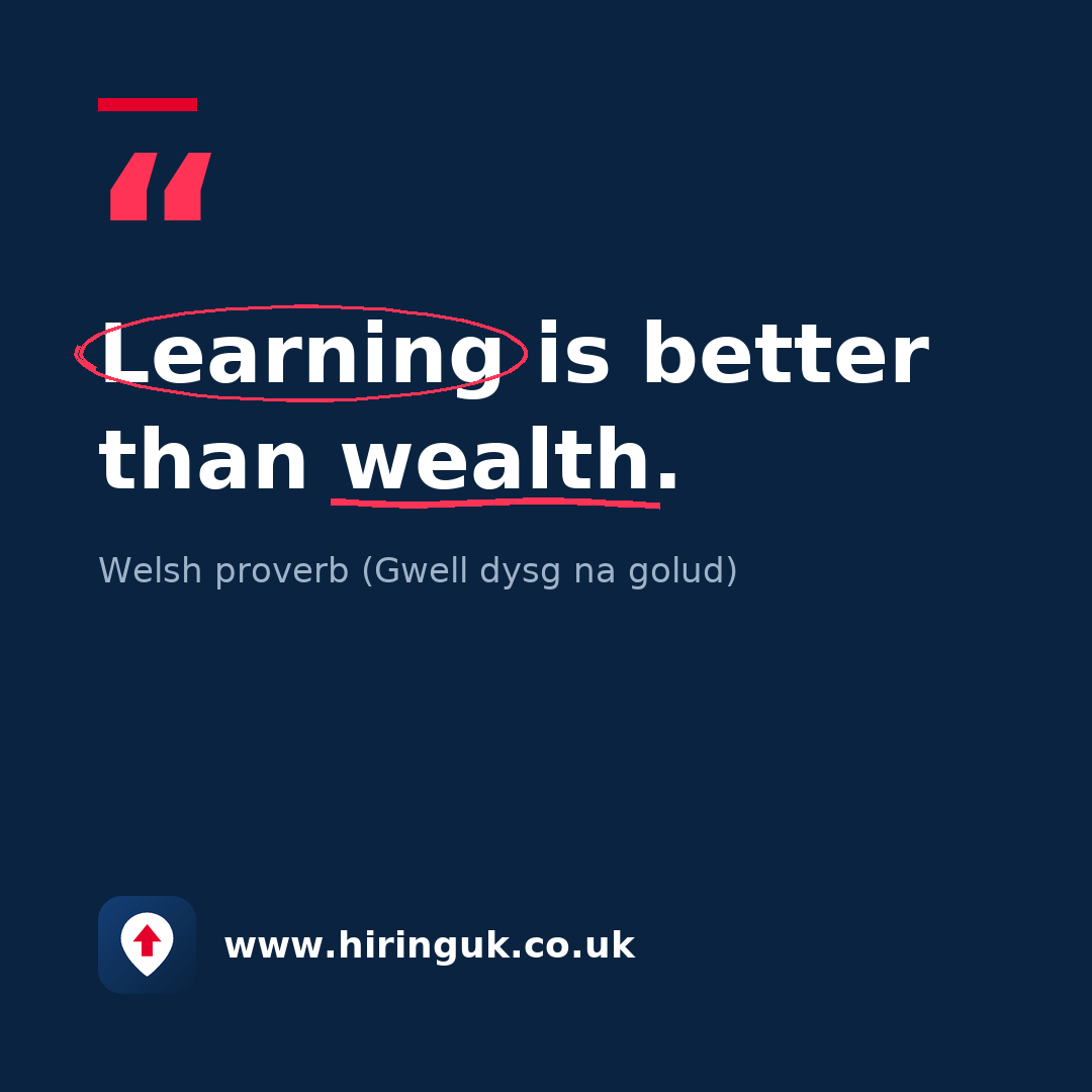 Quote card: Learning is better than wealth.