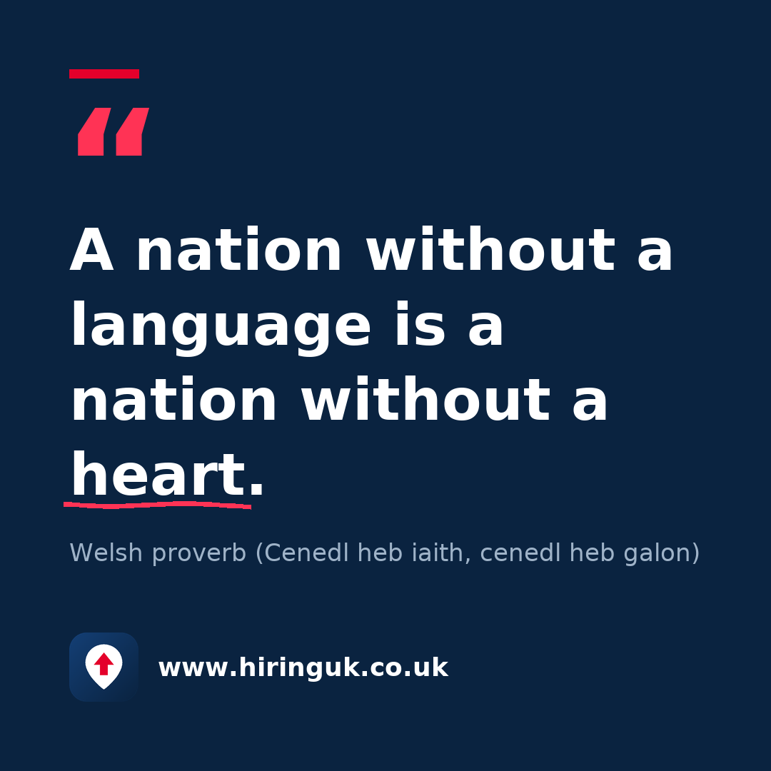 Quote card: A nation without a language is a nation without a heart.